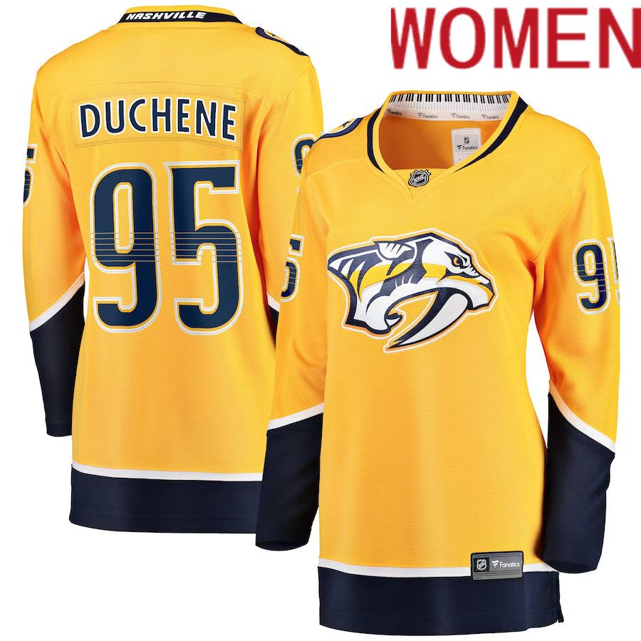 Women Nashville Predators 95 Matt Duchene Fanatics Branded Gold Home Premier Breakaway Player NHL Jersey